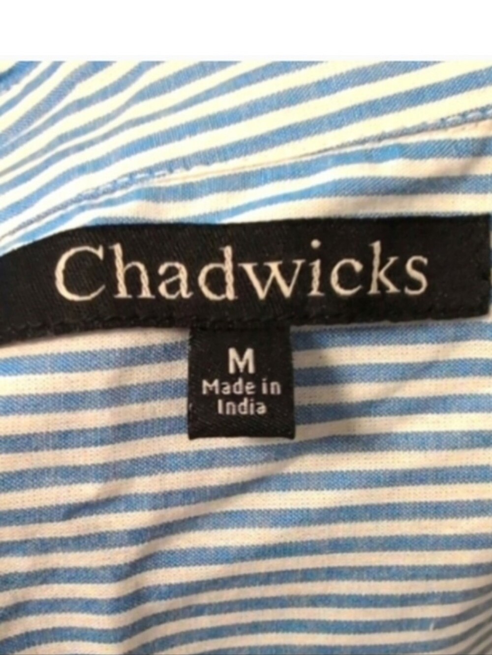 Cotton Sleeveless Blue Pinstripe Button-Up Shirt, Coverup - Picture 8 of 8